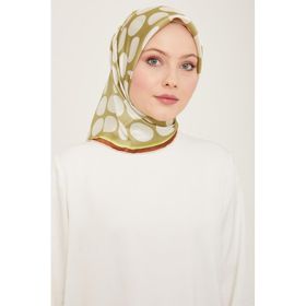 Armine 9156-36 Beyaz-Soft Yeşil Puantiye Desen Sura İpek Eşarp