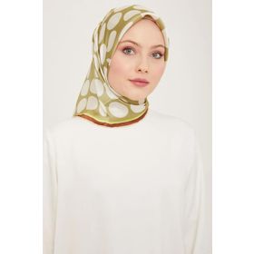 Armine 9156-36 Beyaz-Soft Yeşil Puantiye Desen Sura İpek Eşarp