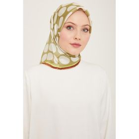 Armine 9156-36 Beyaz-Soft Yeşil Puantiye Desen Sura İpek Eşarp