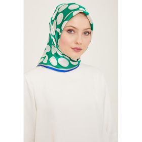 Armine 9156-86 Yeşil-Beyaz Puantiye Desen Sura İpek Eşarp