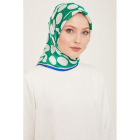 Armine 9156-86 Yeşil-Beyaz Puantiye Desen Sura İpek Eşarp