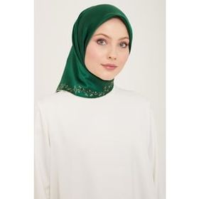 Armine 9168-89 Zümrüt Yeşili Düz Renk Tivil İpek Eşarp