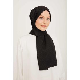 Armine SYR24953 Trend Life Jakarlı Siyah A Logo Dama Desen Kadın Şal