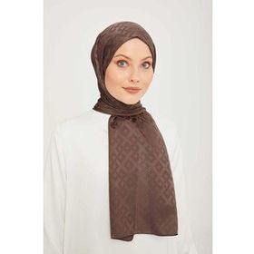 Armine SYR24959 Trend Lıfe Jakarlı Acı Kahve A Logo Dama Desen Kadın Şal