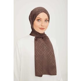 Armine SYR24959 Trend Lıfe Jakarlı Acı Kahve A Logo Dama Desen Kadın Şal