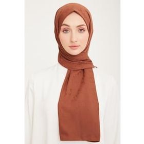 Armine SYR24959 Trend Lıfe Jakarlı Acı Kahve A Logo Dama Desen Kadın Şal