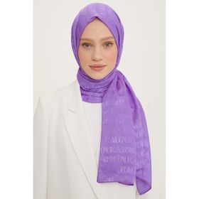 Armine SYR25050 Trend Jakarlı Mor A Logo Dama Desen Kadın Şal