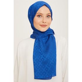 Armine SYR25054 Trend Jakarlı Deniz Mavisi A Logo Dama Desen Kadın Şal