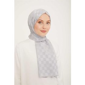 Armine SYR25055 Trend Jakarlı Gümüş A Logo Dama Desen Kadın Şal