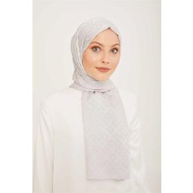 Armine SYR25055 Trend Jakarlı Gümüş A Logo Dama Desen Kadın Şal