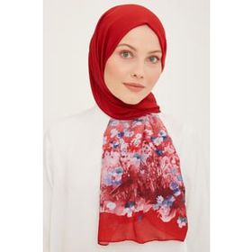 Armine SYR25136 Trend Kırmızı Degrade Geçişli Sulu Çiçek Desen Kadın Şal