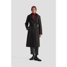 Armine Trend 25KT706 Siyah Kemerli Kapitone Kadın Mont