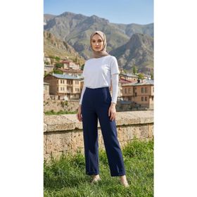 Armine Trend 26YT210 Lacivert Double Krep Double Paça Kadın Pantolon