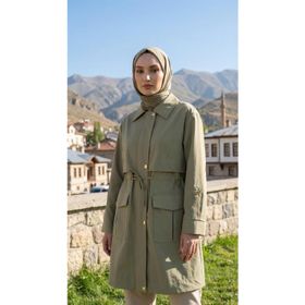 Armine Trend Yeşil 26YT504 Belden Bağcıklı Kadın Ceket Kap