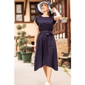 Armonika ARM-18Y001120 Beli Lastikli Bağlamalı Lacivert Elbise