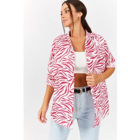 Armonika ARM-22Y001145 Fuşya Zebra Kadın Gömlek