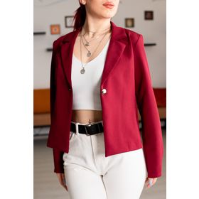 Armonika ARM-22Y001237 Kadın Bordo Tek Düğmeli Crop Ceket