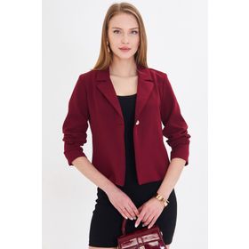 Armonika ARM-22Y001237 Kadın Bordo Tek Düğmeli Crop Ceket