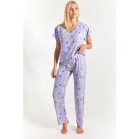 Armonika ARM-23Y001060 Kadın Lila Tavşan Desenli Alt-Üst Pijama Takımı