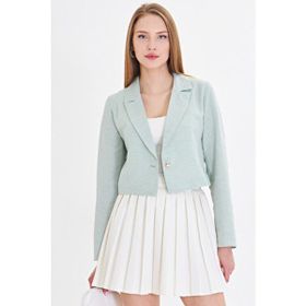 Armonika ARM-23Y001064 Kadın Mint Tek Düğmeli Crop Ceket