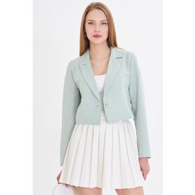 Armonika ARM-23Y001064 Kadın Mint Tek Düğmeli Crop Ceket