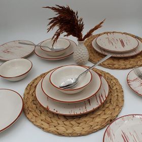 Arna Porselen Karamel Desenli 18 Parça 6 Kişilik Yemek Takımı