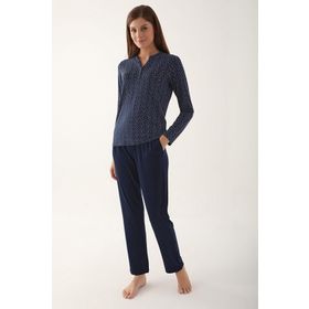Arnetta 2659 Dotted Lacivert Uzun Kol Kadın Pijama Takımı