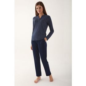 Arnetta 2659 Dotted Lacivert Uzun Kol Kadın Pijama Takımı
