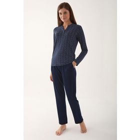 Arnetta 2659 Dotted Lacivert Uzun Kol Kadın Pijama Takımı