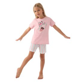 Arnetta 2887 Toz Pembe Şortlu Kız Çocuk Pijama Takımı