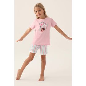 Arnetta 2887 Toz Pembe Şortlu Kız Çocuk Pijama Takımı