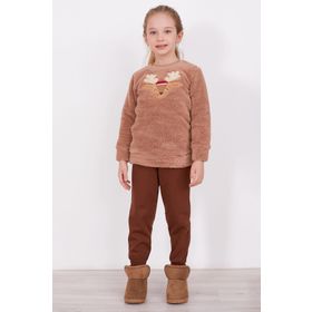 Arnetta Deer Kahverengi Kız Çocuk Uzun Kol Pijama Takım