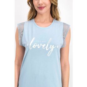 Arnetta Lovely Koyu Mat Mavi Kadın Kısa Kol Pijama Takımı