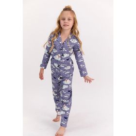 Arnetta Penguen Mor Kız Çocuk Gömlek Pijama Takımı