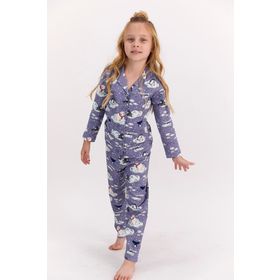 Arnetta Penguen Mor Kız Çocuk Gömlek Pijama Takımı