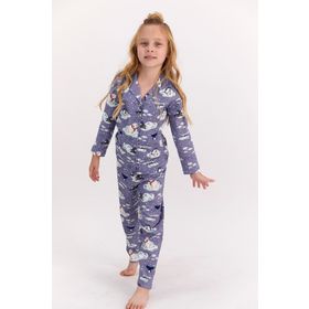 Arnetta Penguen Mor Kız Çocuk Gömlek Pijama Takımı
