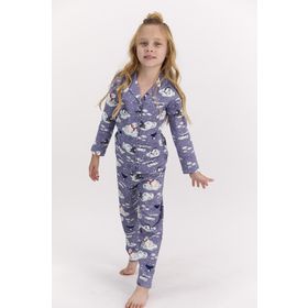 Arnetta Penguen Mor Kız Çocuk Gömlek Pijama Takımı