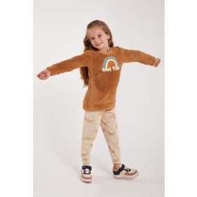 Arnetta Polar Bear Camel Uzun Kol Kız Çocuk Pijama Takım