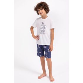 Arnetta Sailor Krem Lacivert Erkek Çocuk Bermuda Takım