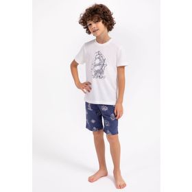 Arnetta Sailor Krem Lacivert Erkek Çocuk Bermuda Takım