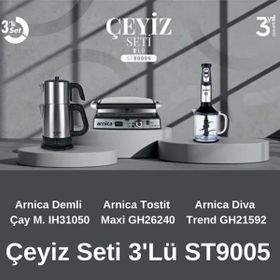 Arnica ST90005 Inox 3'lü Gri Çeyiz Seti