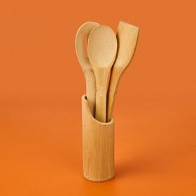 Arow 20 CM Açık Kahverengi 4'lü Ahşap Servis Seti