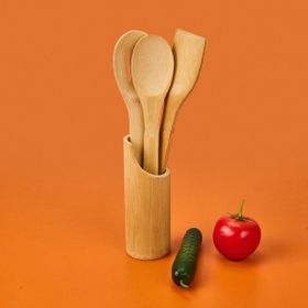 Arow 20 CM Açık Kahverengi 4'lü Ahşap Servis Seti