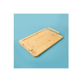 Arow 27x40 cm Açık Kahverengi Kulplu Bambu Tepsi