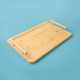 Arow 27x40 cm Açık Kahverengi Kulplu Bambu Tepsi