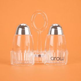 Arow 7 cm Şeffaf Gri Metal Başlıklı Akrilik Tuzluk Seti