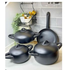 Arow Dolce Siyah 7 Parça Döküm Tencere Seti