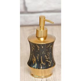 Arow Siyah - Gold Flora Mermer Görünümlü Porselen Sivi Sabunluk