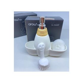 Arow Vilma TR-252 Lüx Porselen Sıvı Sabunluk Fırça Sünger Set
