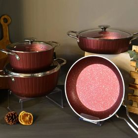 Arow Wayne 7 Parça Bordo Granit Tencere Seti